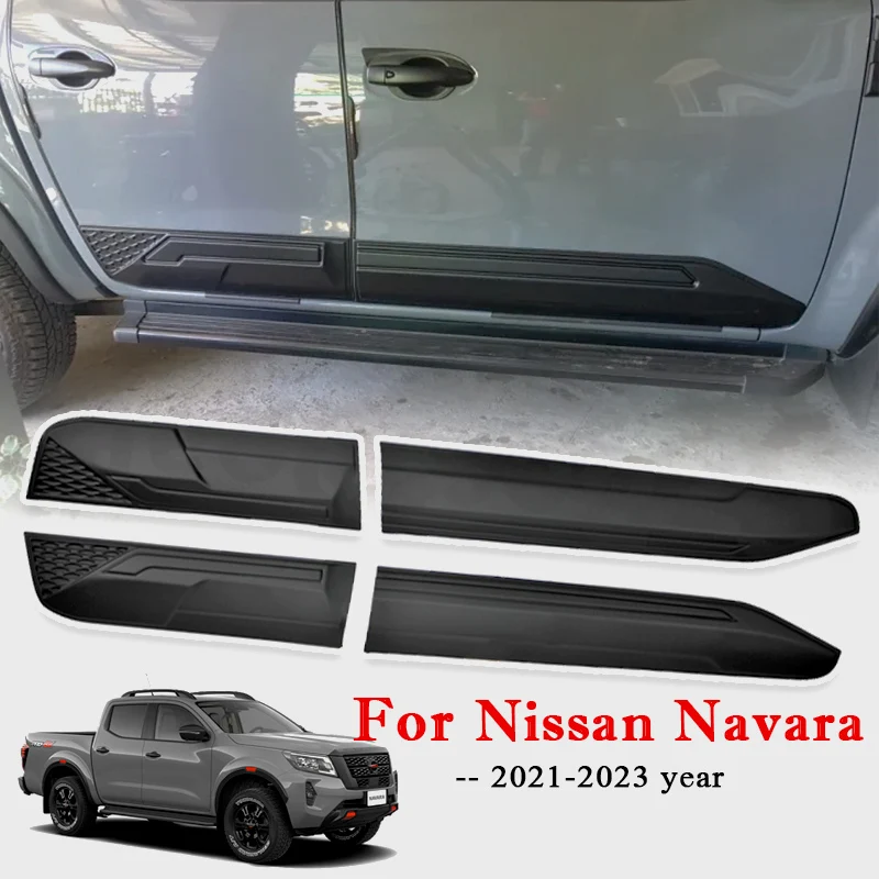 

Matte Black Car Side Body Cladding for Nissan Navara Frontier 2021 2022 2023 Double Cab Side Molding Guard Car Accessories 4PCS