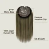 LaaVoo Hair Pieces Extensions Virgin Topper For Short Thining Hair Hand Made 6*7inch Real Brazilian Hair Mono And PU Base Hair 6