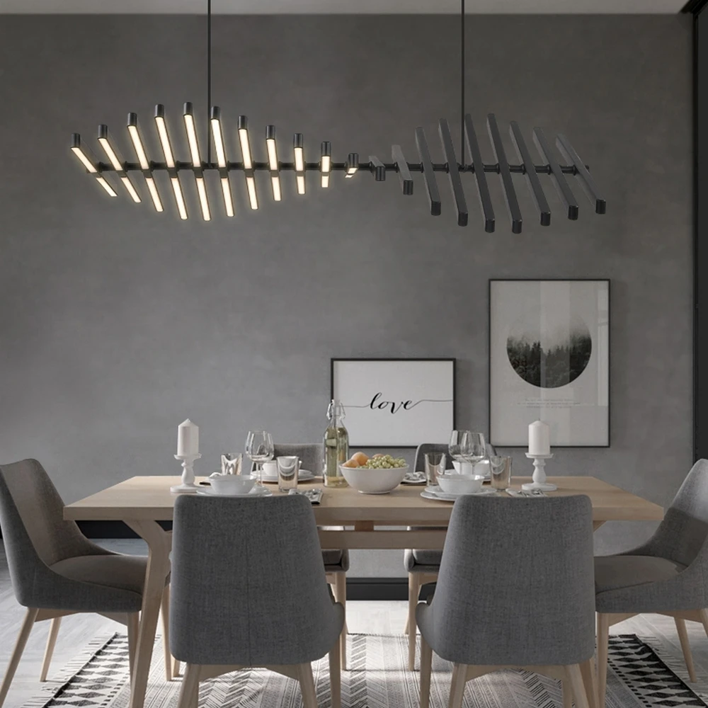 

Black/White Art LED Pendant Light For Living Room Dining Room Bar Hanging Lighting Fixture Modern Design Luxury Lamp Home Decor