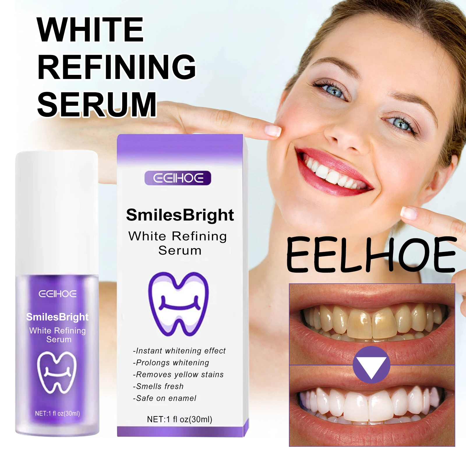 EELHOE Purple Whitening Toothpaste Prevent Decay Remove Tartar and Plaque Cleaning Stubborn Stains Dental Care Toothpaste