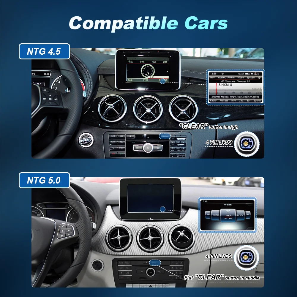 Sistema Multimedia Inalámbrico CarPlay Android Auto para Mercedes Benz Clase B W245 W246 2011-2019, Pantalla Inteligente con Navegación 2