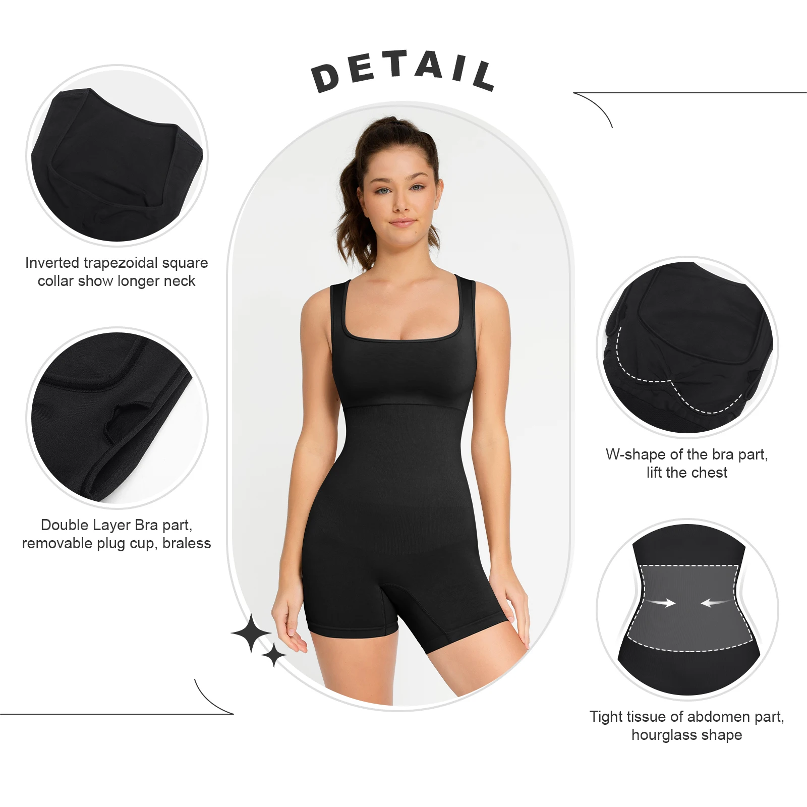 Women Sliming Corset Seamless Shapewear Square Neck Bodysuit Waist Belly  Shaping Jumpsuit Eco-friendly Slim Body Shaper