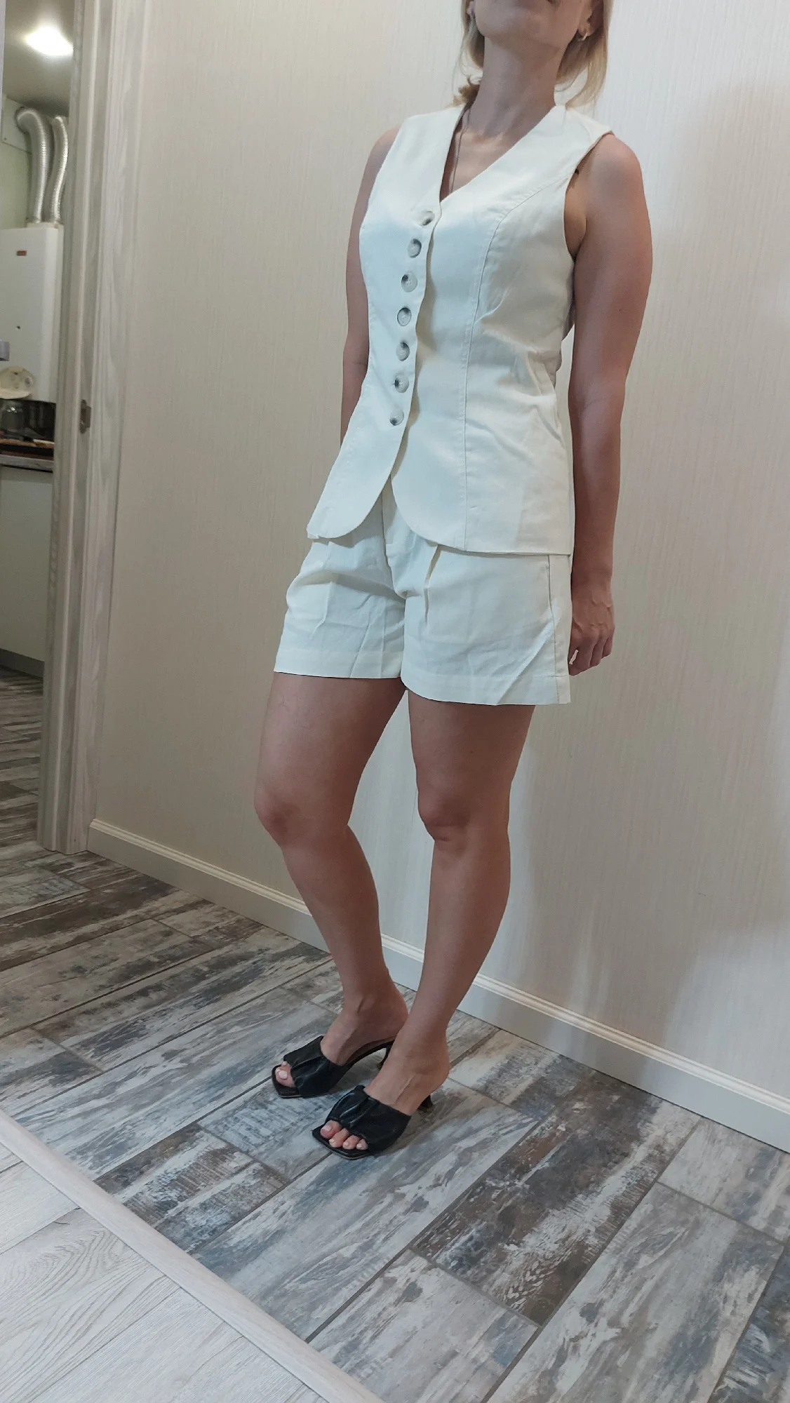 Wolfeel Cotton Linen Vest Shorts Set - Summer Elegance photo review