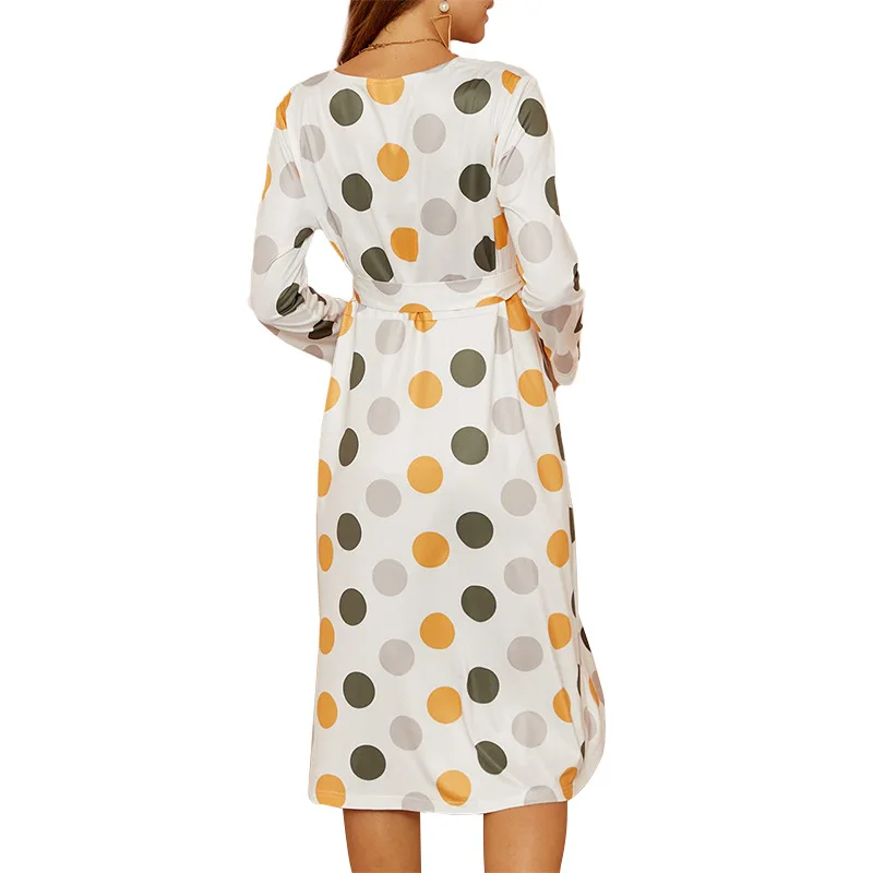 Maternity Breastfeeding Pajamas Polka-Dot Pregnant Women Long Sleeve Nursing Dress Vestidos Premama Pregnancy Dress Robe Femme