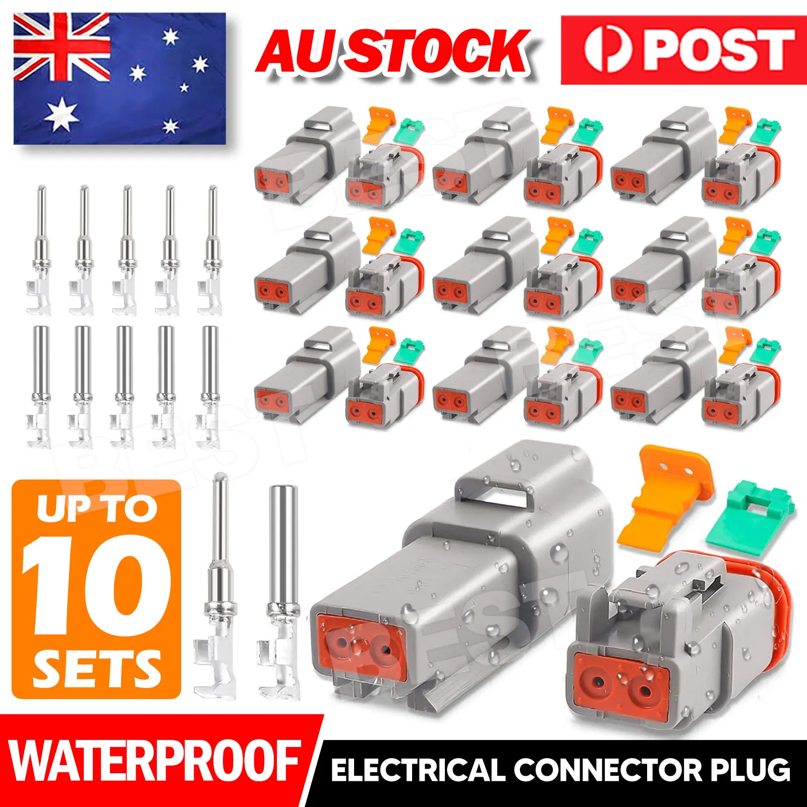 5-10Set Deutsch DT 2Way Pin Male/Female Kit Electrical Connector Plug Waterproof