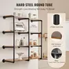 4-Tier Industrial Pipe Shelf, Wall-Mount Floating Design, Rustic Wood Shelves for Kitchen, Bedroom, or Bathroom Storage (Planks 5