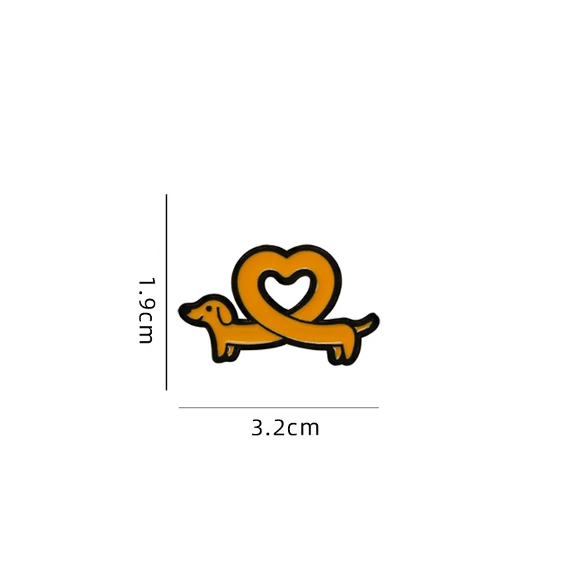 Dachshund Enamel Brooch Cute Cartoon Dachshund Enamel Brooch Creative Love Heart Animal Sausage Dog Lapel Pin Badge Backpack Clothing Hat Accessories