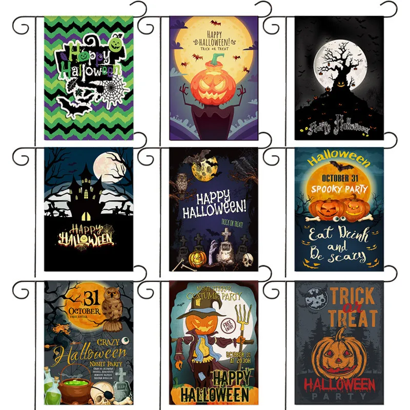 

Halloween Trick Or Treat Full Moon Night R.I.P. Jack O'lantern Garden Flag Double Sided For Holiday Outdoor Yard Decorative Flag