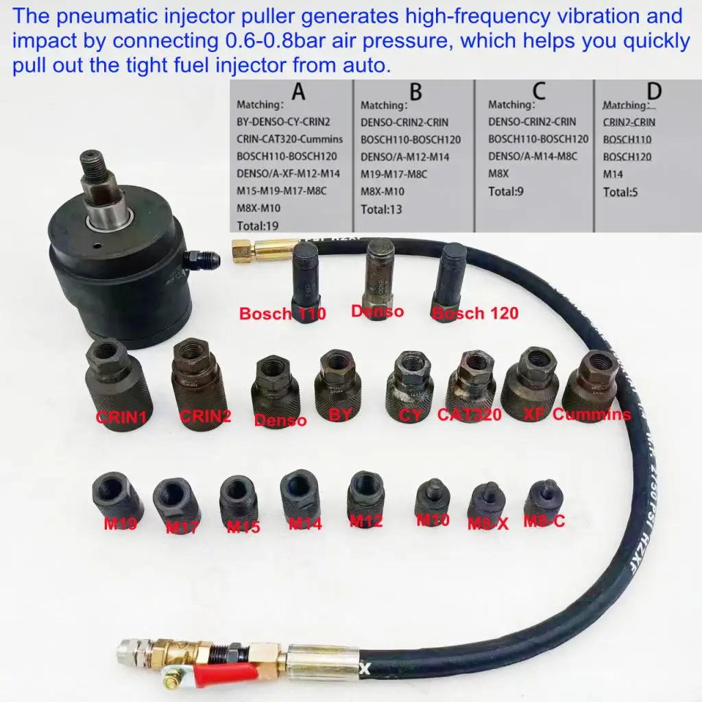 Pneumatic Puller Hammer For Fuel Injectors 500nm 1000nm For Bosch