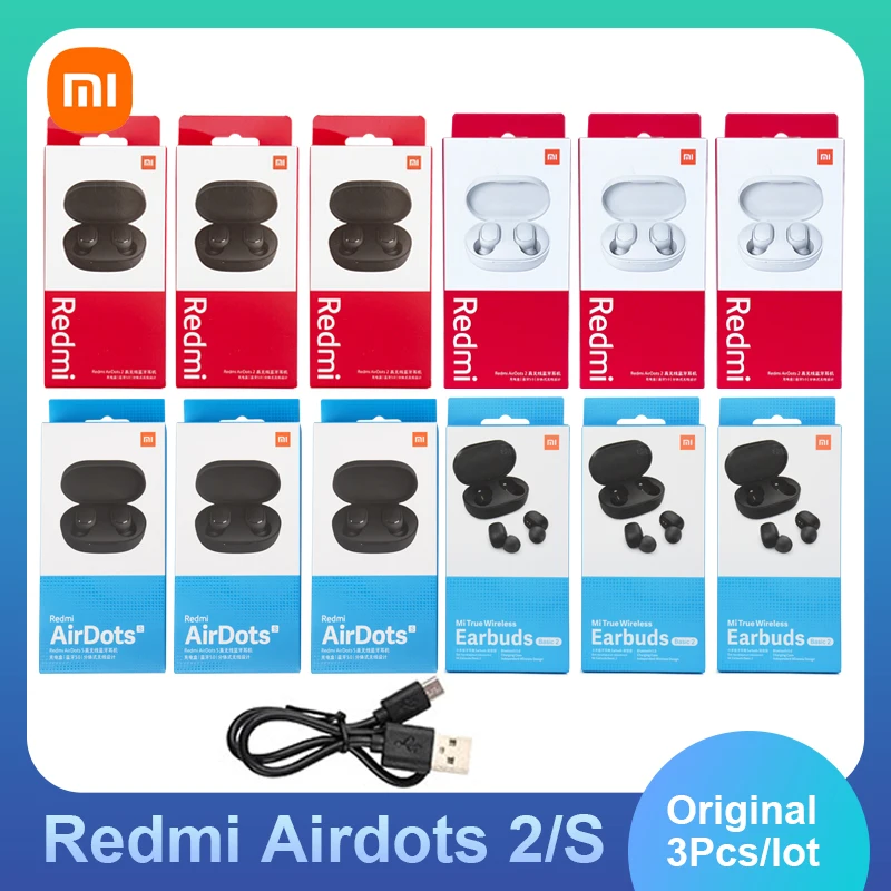 3 Pezzi Xiaomi Redmi Airdots 2 Airdots S Auricolari True Wireless Auricolare Bluetooth 5.0 Cuffie Antirumore Con Microfono Tws