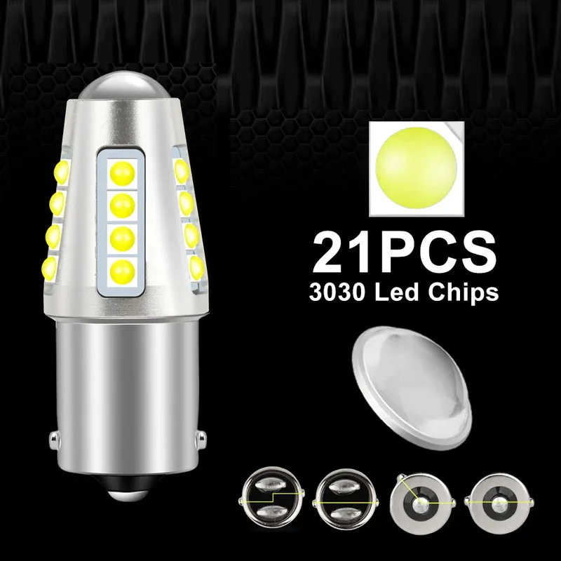 

2Pcs 1156 BA15S P21W BAU15S PY21W 1157 BAY15D P21/5W LED BAZ15D BA15D Bulbs 3030 Chips for Car Turn Signal Lights 12V Auto Lamp