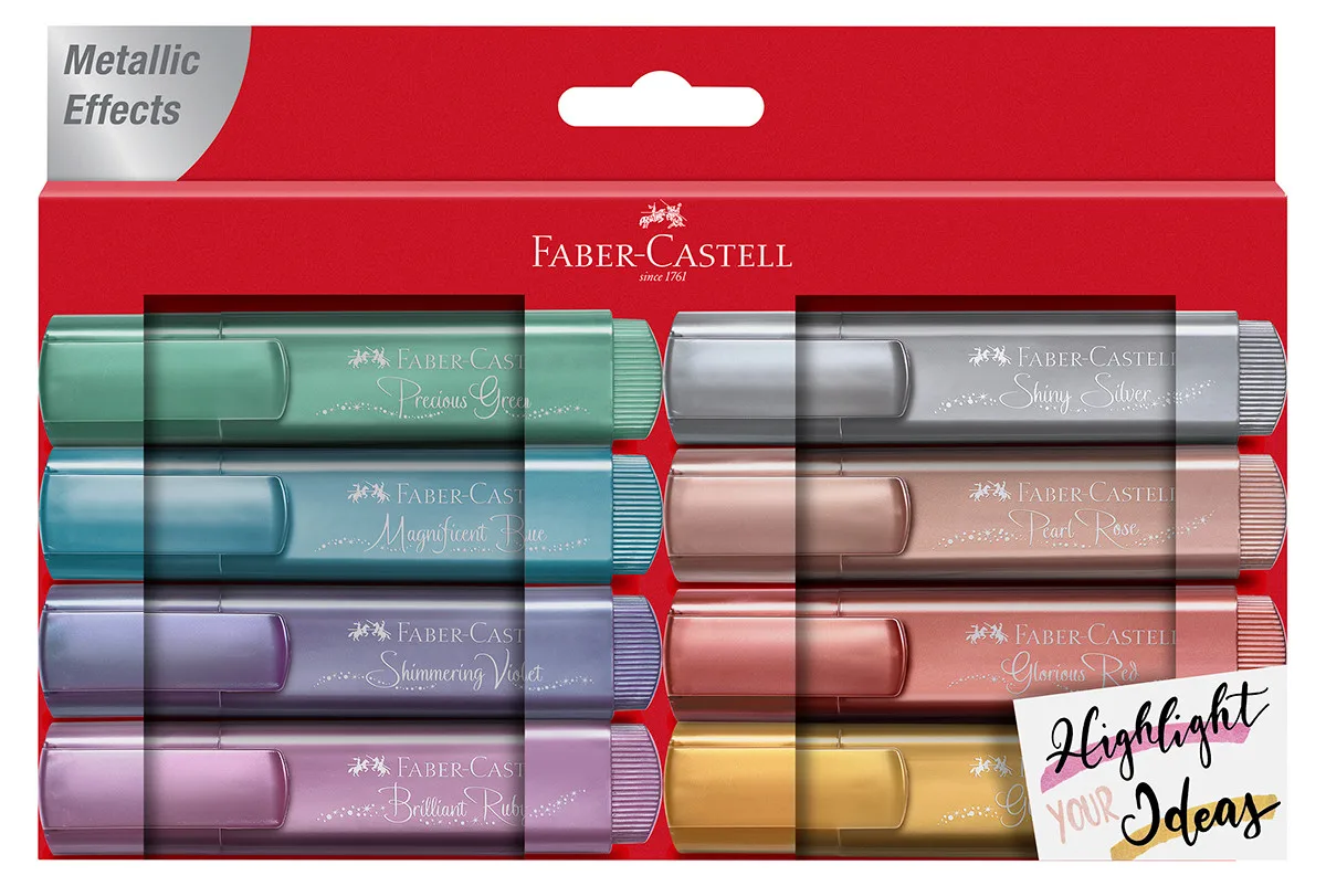 Faber Castell effetti metallici Textliner 46 evidenziatore 8 pezzi diversi  colori originale 154689