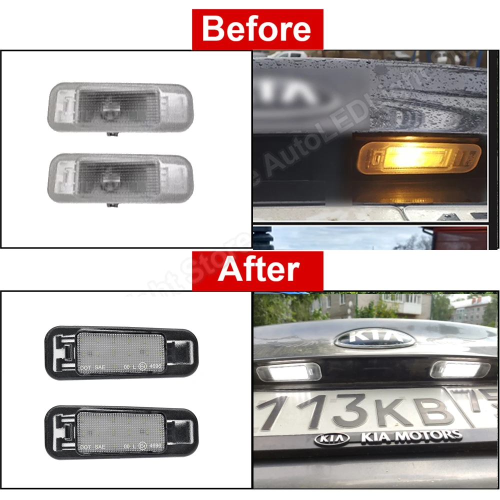 2PCS LED Number Plate Light For Kia Rio Rio 2006-2011
