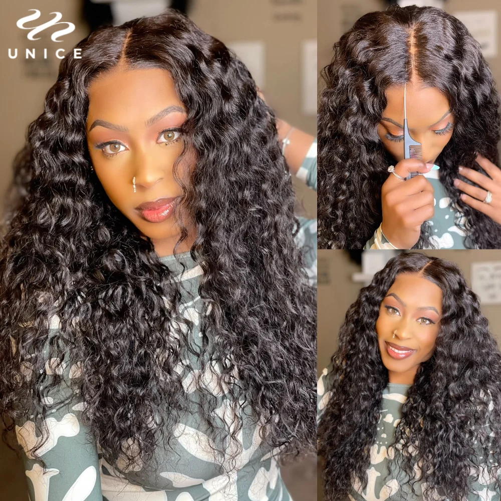 UNice Hair 7x5 Pre Cut Pre Bleached Lace Closure Wig Natural Jerry Curly Human Hair Wig Wear Go Glueless Lace Wig for Beginners