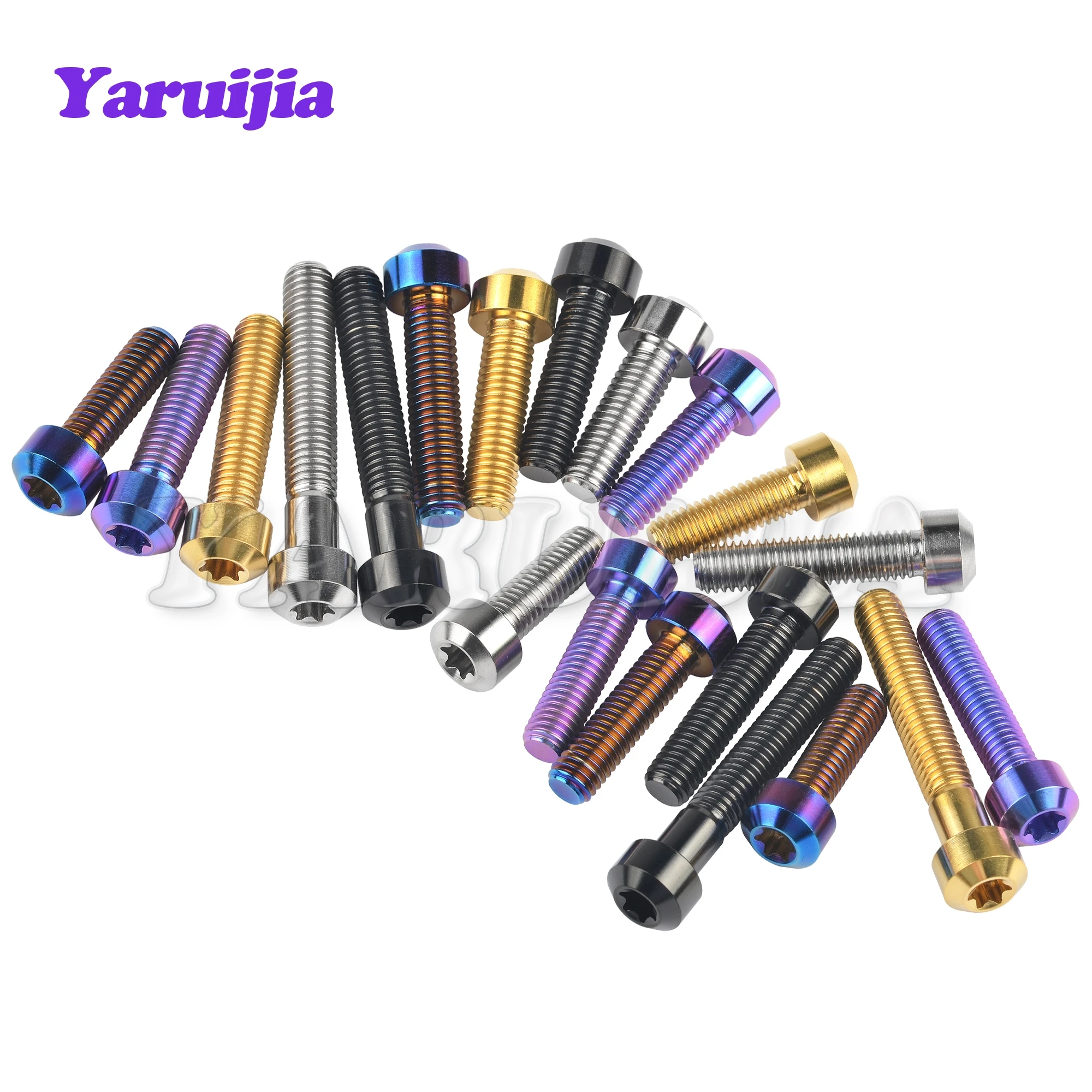 Yaruijia Titanium Bolt M5/M6/M8x10/15/20/25/30/35/40/45/50/60/65/70/80mm Torx Head Bicycle Car Refit Fastener Brake Bolt