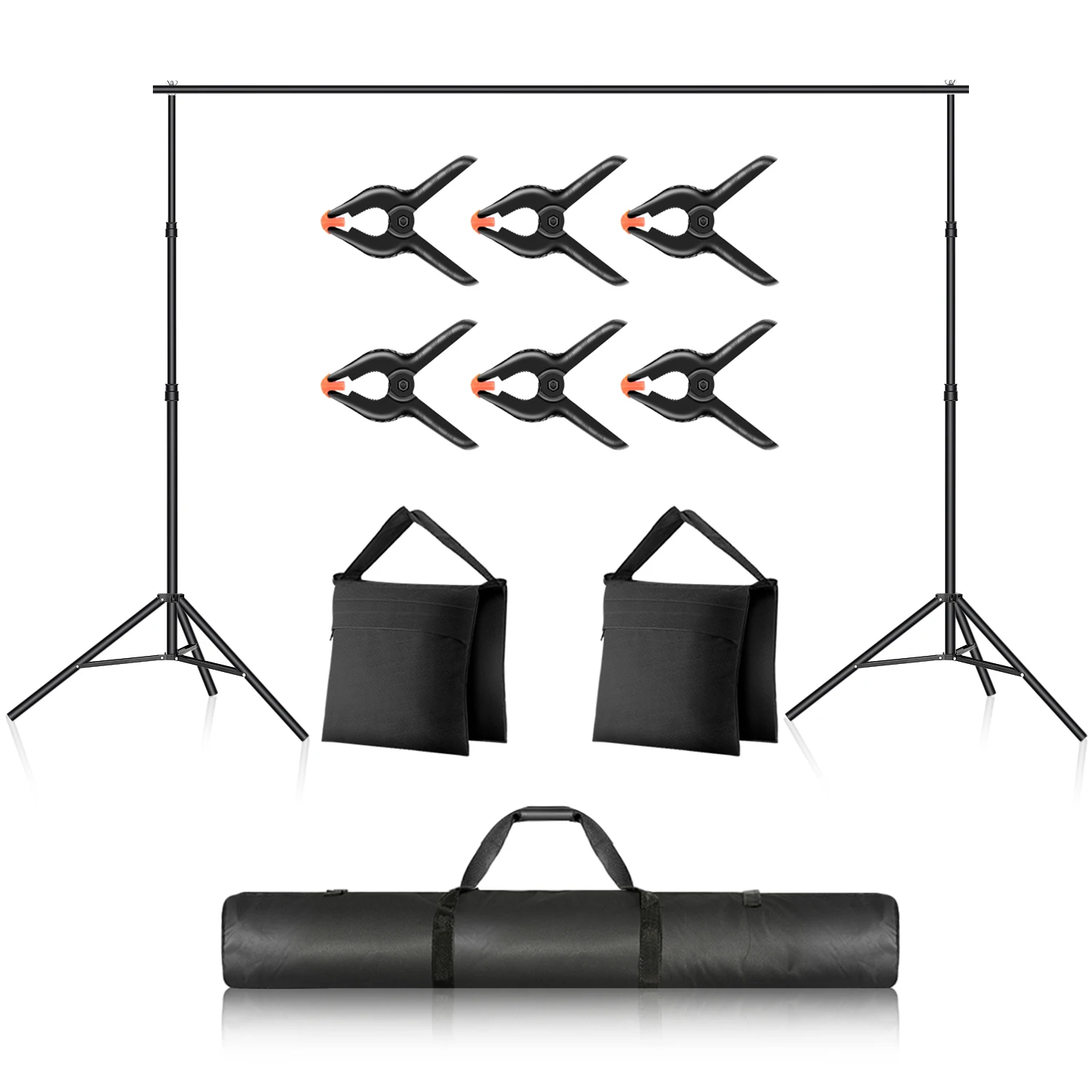 2 Free Backdrops Studio Background BLACK 8 x 10 ft Photo Backdrop Stand Kit 