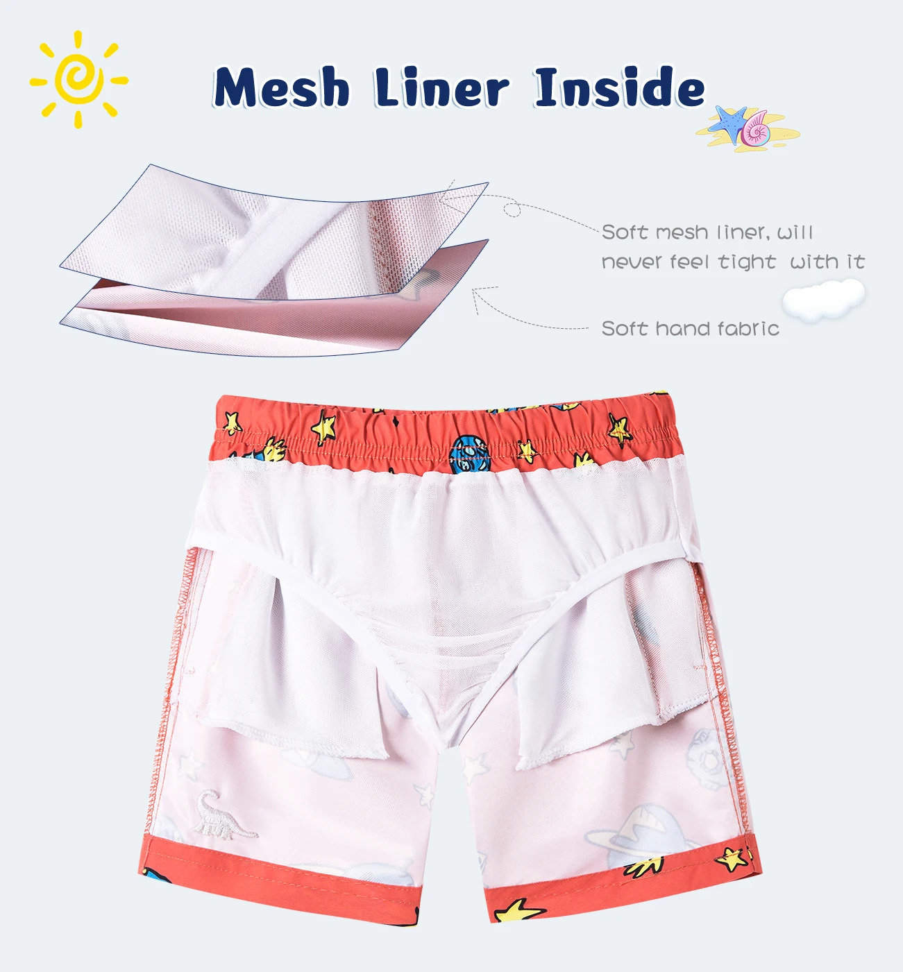 SURFCUZ Boys Swim Trunks Kids Swim Shorts Little Boys Swimsuit with Drawstring Quick Dry Surfing Beach Shorts Swimwear