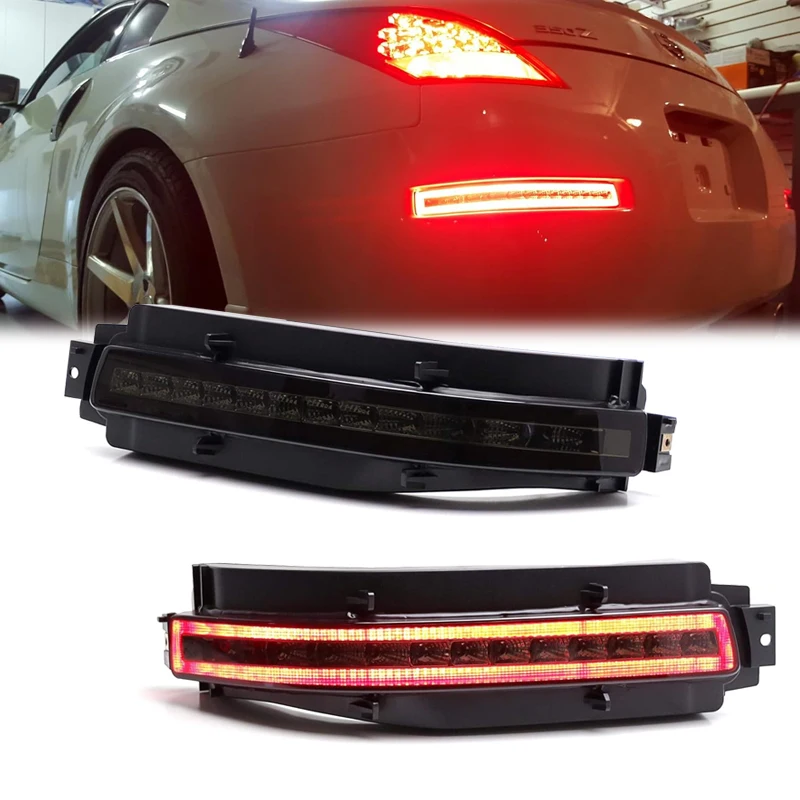 【ジュート】 LED 4-IN-1後進バンパーライトクリアレンズ For 2003-2009 Nissan 350Z LED 4-In-1 Reverse 🏍 Running Bumper Lights Clear Lens