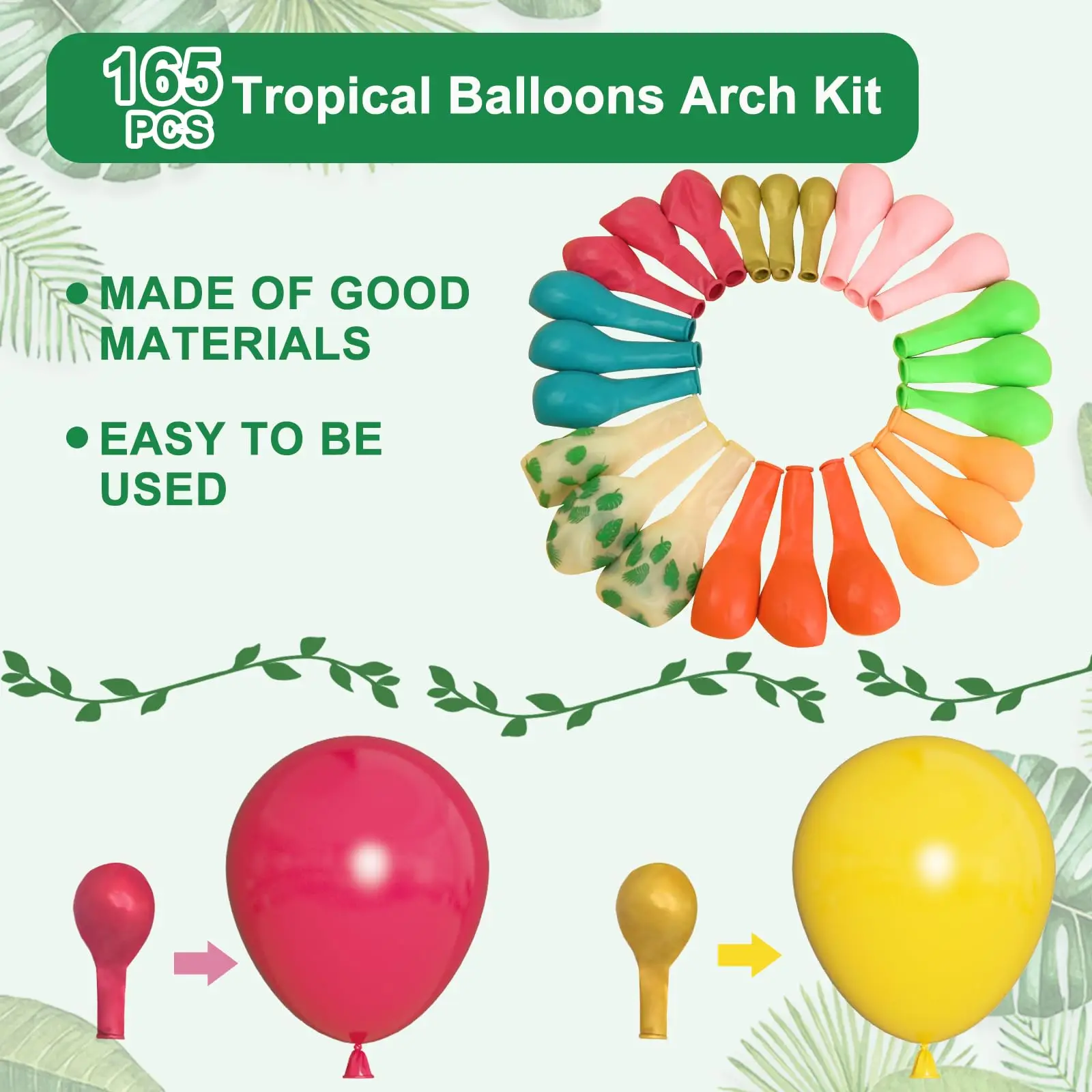 118pcs Pink Balloon Arch Kit - Hawaiian Theme Party Decorations With Confetti Balloons