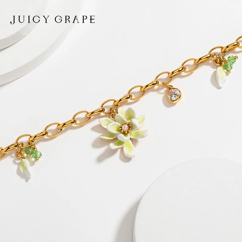 Juicy 포도 쥬얼리 세트, 여성용 2023 패션, 프랑스 치자 꽃 팔찌, 목걸이, 반지 귀걸이, 생일 크리스마스