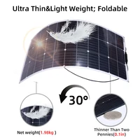 Panneau solaire flexible 200 W 100 W, 2 x 100 W, module solaire monocristallin flexible, cellule solaire photovoltaïque hors réseau, pour camping-car, voiture, abri, toit, bateau, balcon 3