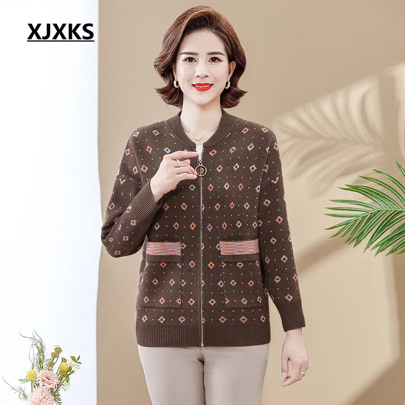 

XJXKS Zipper Jacket Women's Chaquetas 2022 Autumn And Winter Latest Loose Plus Size Knitted Sweater Coat Jaqueta Feminina