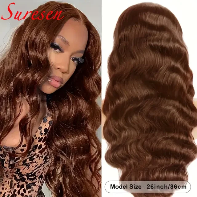 Perruques en cheveux humains brésiliens ondulés, couleur marron chocolat, 13x6 HD Lace Front et 13x4 Full Lace Frontal, pour femmes, en promotion 1