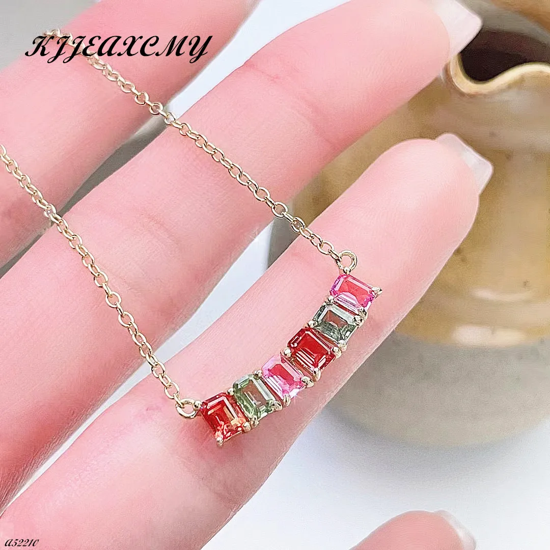 

Boutique Jewelry 925 Sterling Silver Natural Gem Colorful Sapphire Women's Necklace Pendant Collar Chain Gift Wedding Party Girl