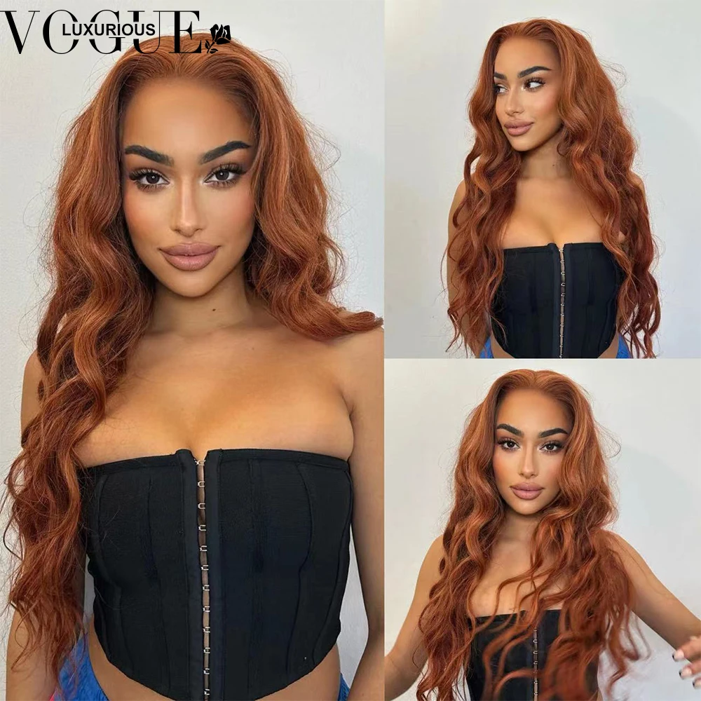 

Ginger Colored 13x6 Brazilian Virgin Human Hair Wigs for Women Water Wave HD Lace Closure Glueless Wig Ready to Wear Preplucked