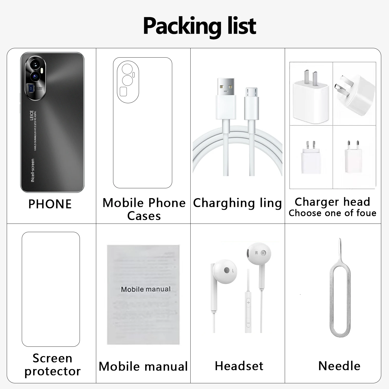 2024 리노 10 프로 스마트폰, 6.8HD 안드로이드 휴대폰, 4G, 5G, 듀얼 심 카드, 8000mAh, 16GB + 1TB, 108MP 셀룰러