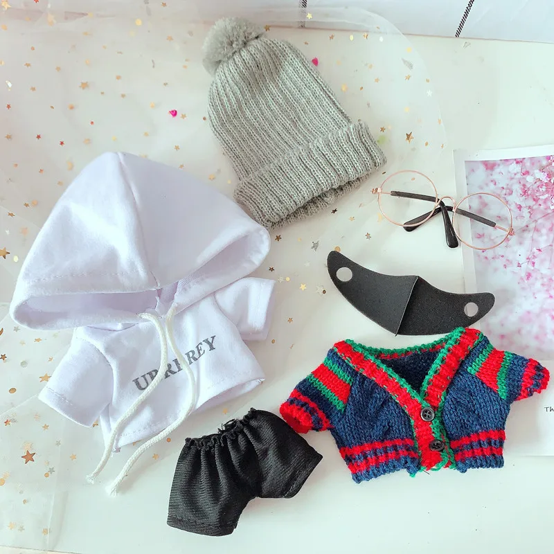 20cm Clothes for Plush Dolls Sweaters, Shoes, Body Shape Doll Accessories Birthday Gifts Changeable Clothes Toy Gifts Movie Star