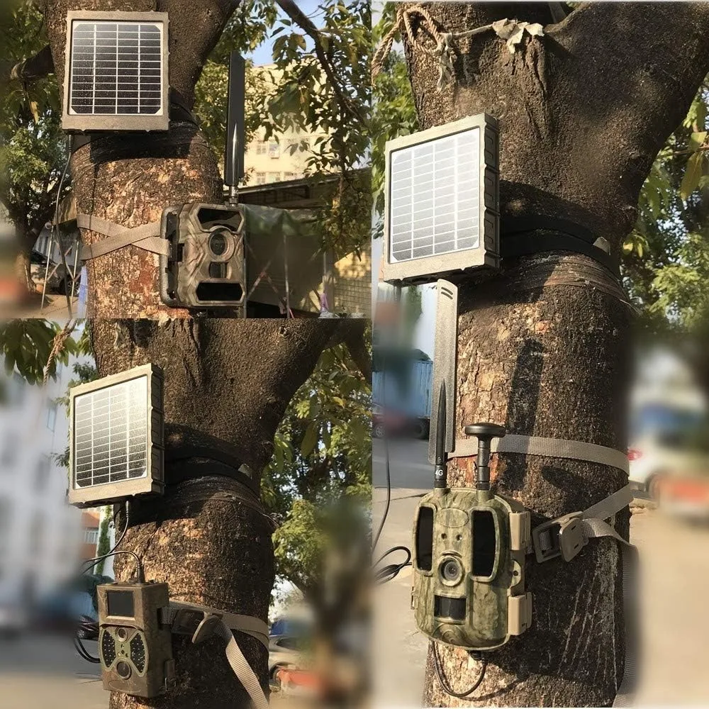 Trail Camera Solar Panel Solar Battery Charger Kit 12V/1.2A 9V/1.6A 6V/2.4A with Build-in 8000mAH Battery for Hunting Camera