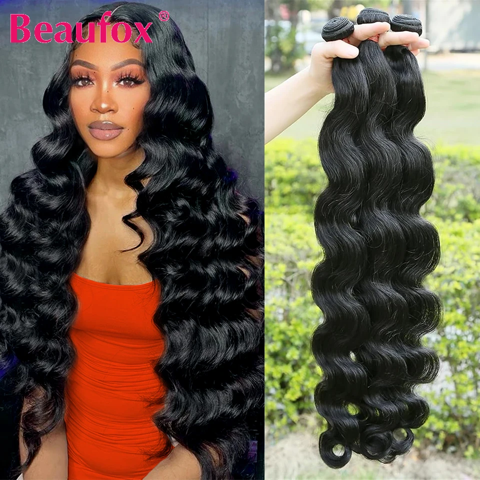 Beaufox 1/3/4 Pcs Brazilian Body Wave Human Hair Weave Bundles for Extensions human hair extensions