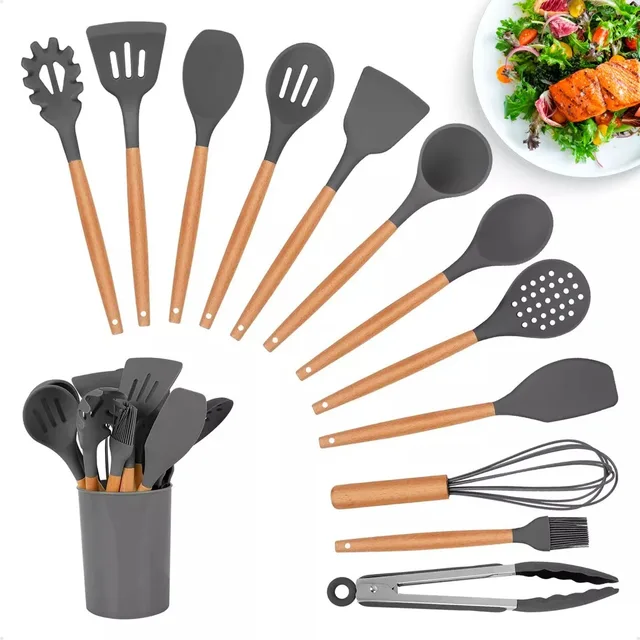 Silicone BPA Antiferrugem Utensílios, Colher Kit, 12 pcs