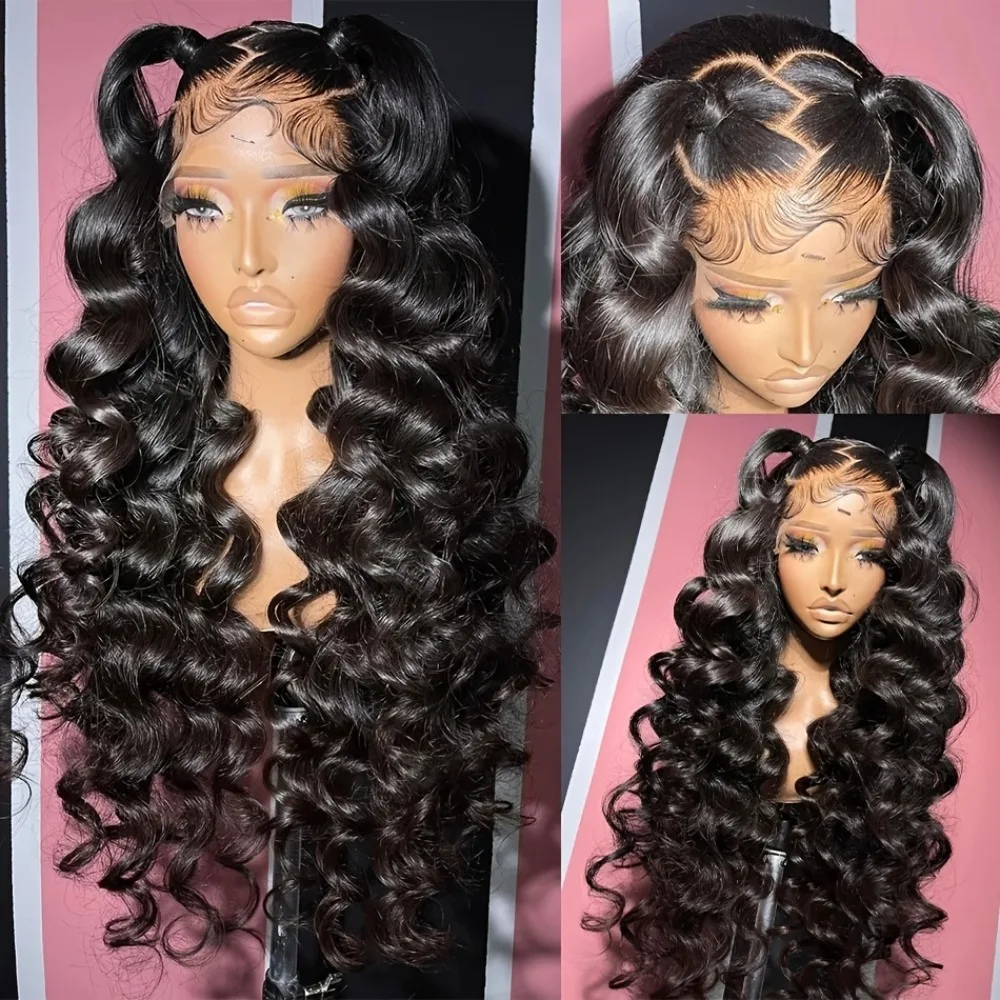 250% Density 4x4 Deep Wave Brazilian Human Hair Wig Brazilian #1B Wear and Go Glueless HD Transparent Lace Pre Plucked Baby Hair 2