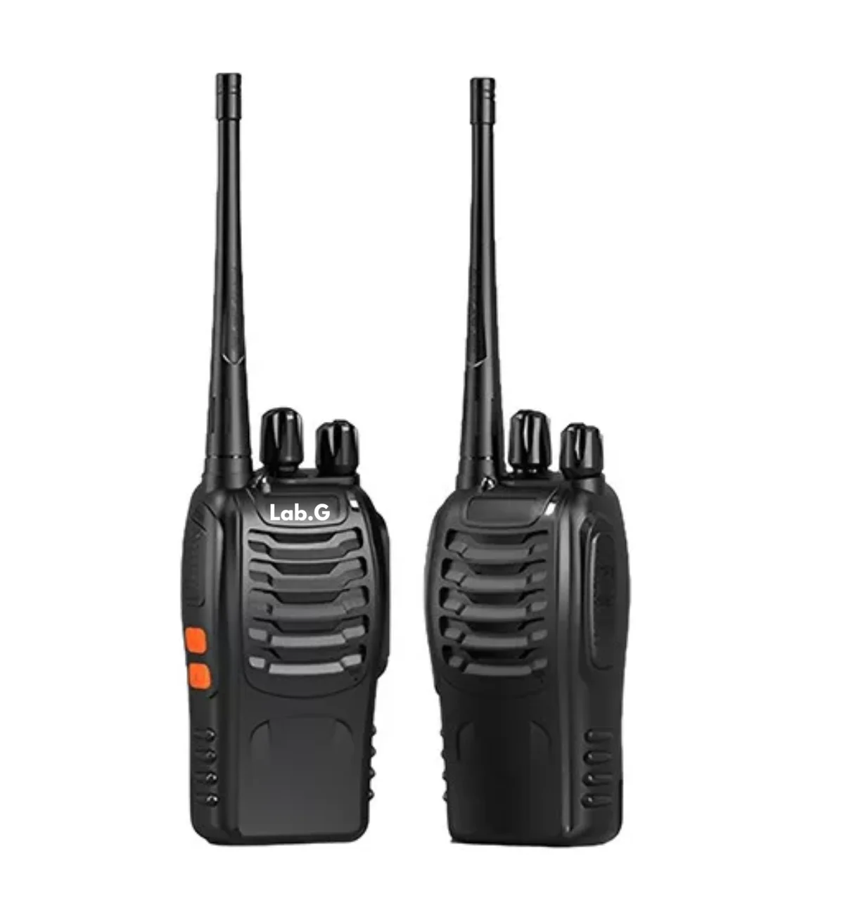 2 Pcs rechargeable Walkie Talkie Radios, with hands-free frequency bands UHF Lab.G black Color