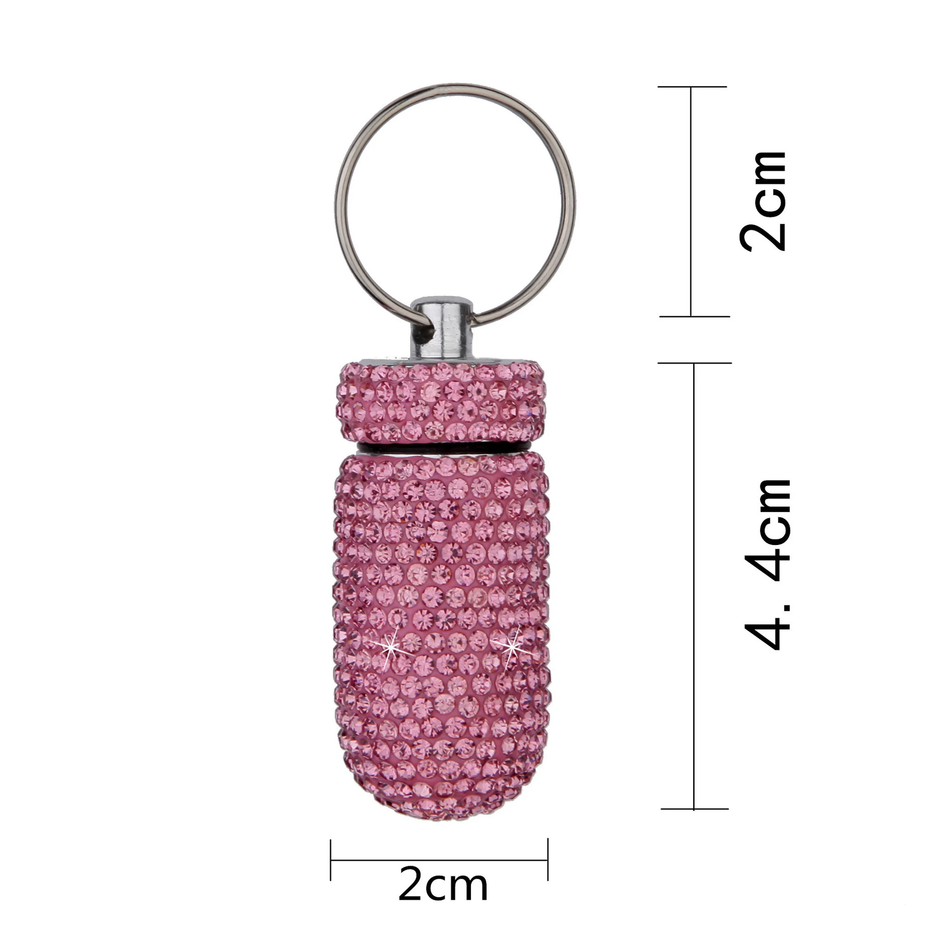 Storage Box Storage Sets Household Storage Sets Medicine Storage Container Mini Bling Diamond Pill Case with Keyring Portable Metal Rhinestone Pill Box for Travel
