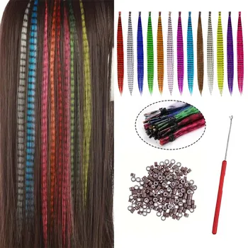 Synthetic Colored I-Tip Faux Feather Hair Extensions 16" 20 Strands Women's Heat Resistant Fiber Festival Extensions Accessories 1