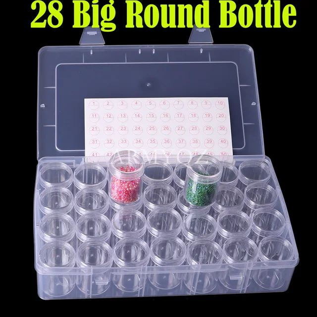 12/15/28/36 Big Round Bottles Diamond Painting Storage Box with