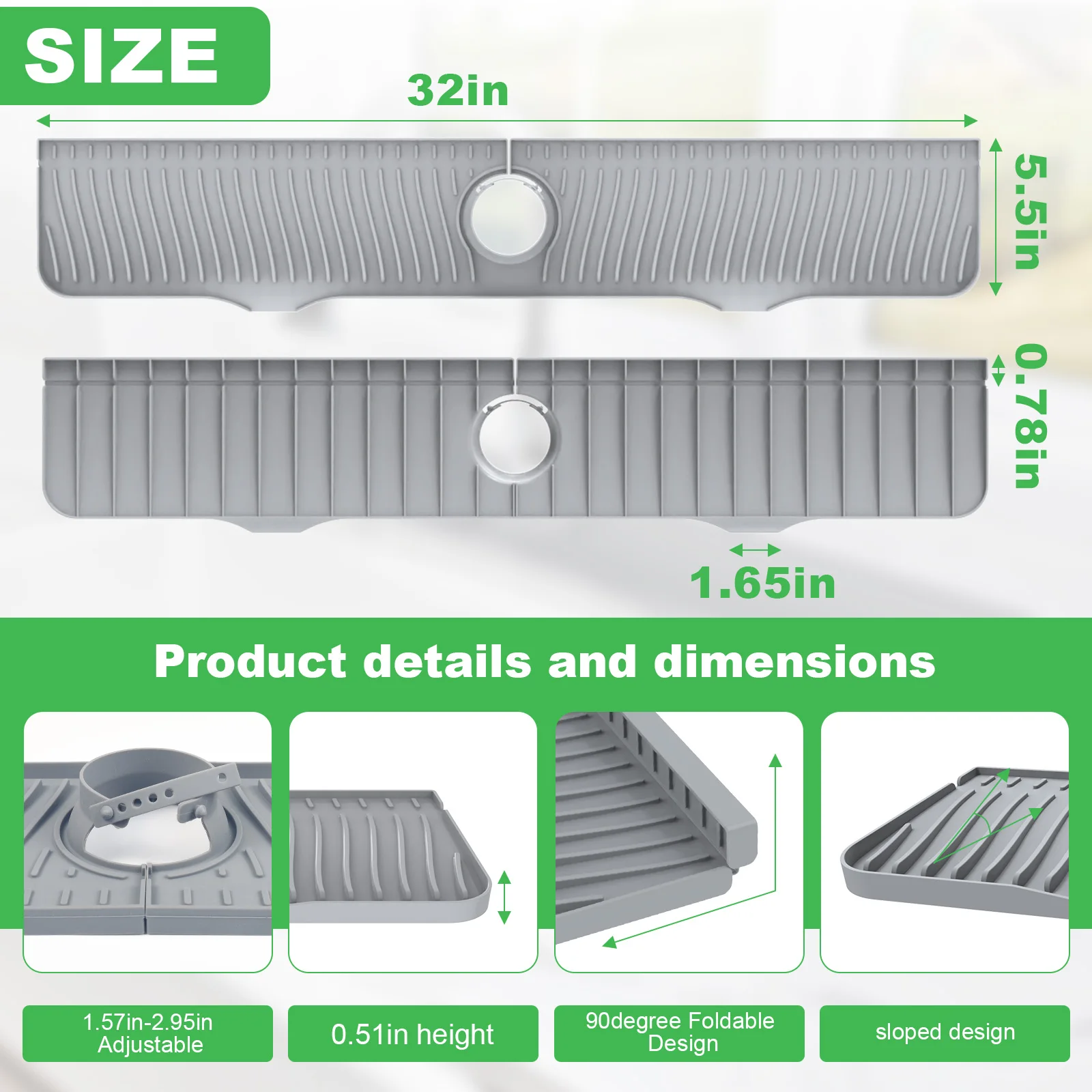 Sink Splash Guard 32 Inch Silicone For Kitchen Bathroom