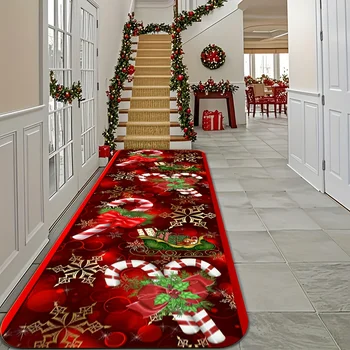 Red & Gold Christmas Runner Mat 1