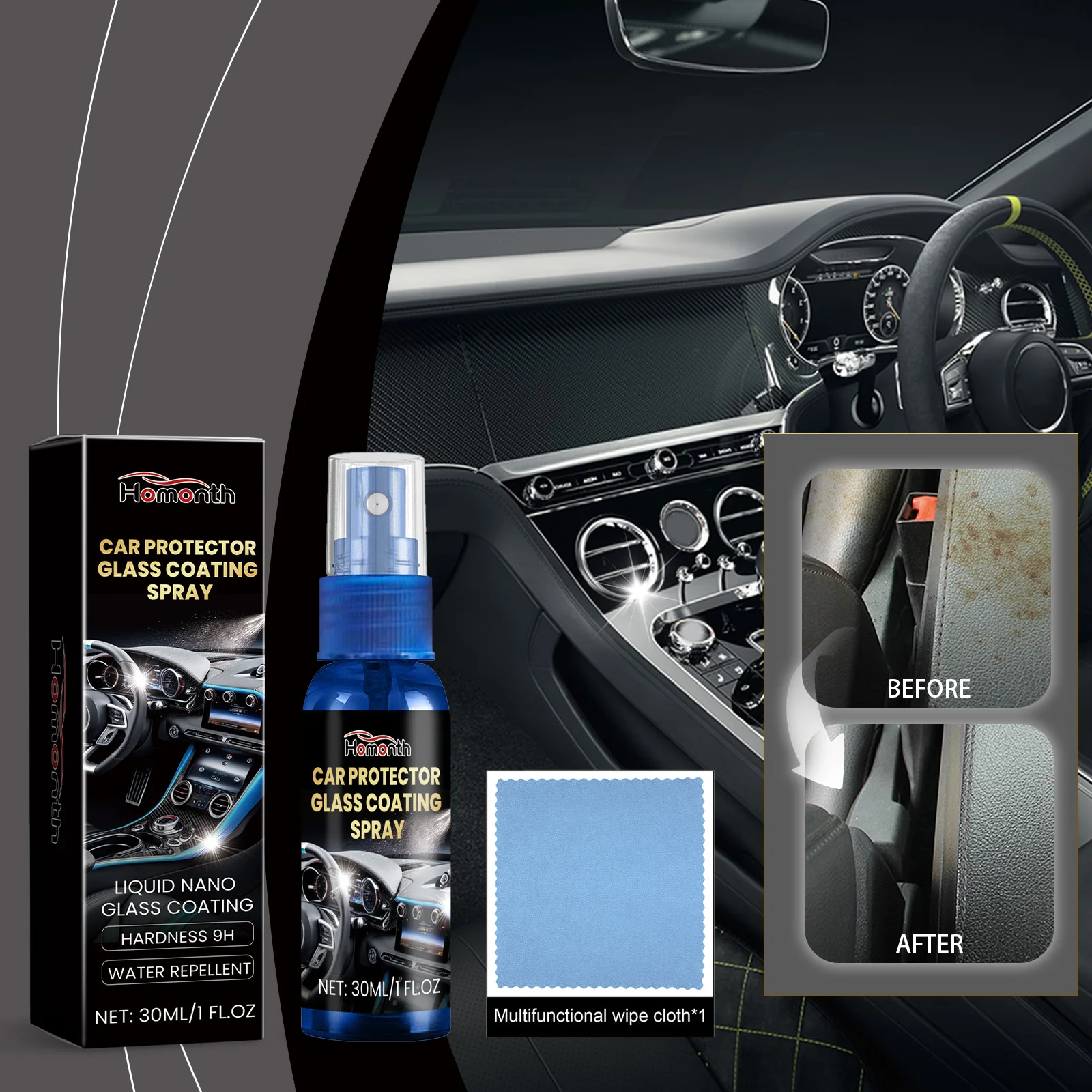 Fifuroe Automotive Interior Repair Fluid, Automotive Interior Multi-Functional Cleaning Instrument Table Decontamination Renovat 2