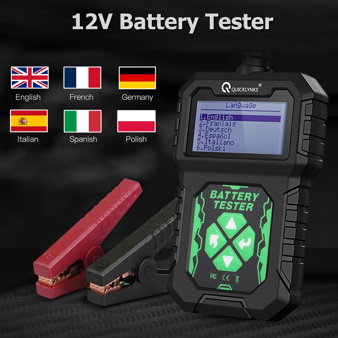 Battery Monitoring Tester QUICKLYNKS BA107 Car Battery Tester 12V 100-2000CCA Cranking Charging System Tester Auto Battery Analyzer Battery Tools PK KW208