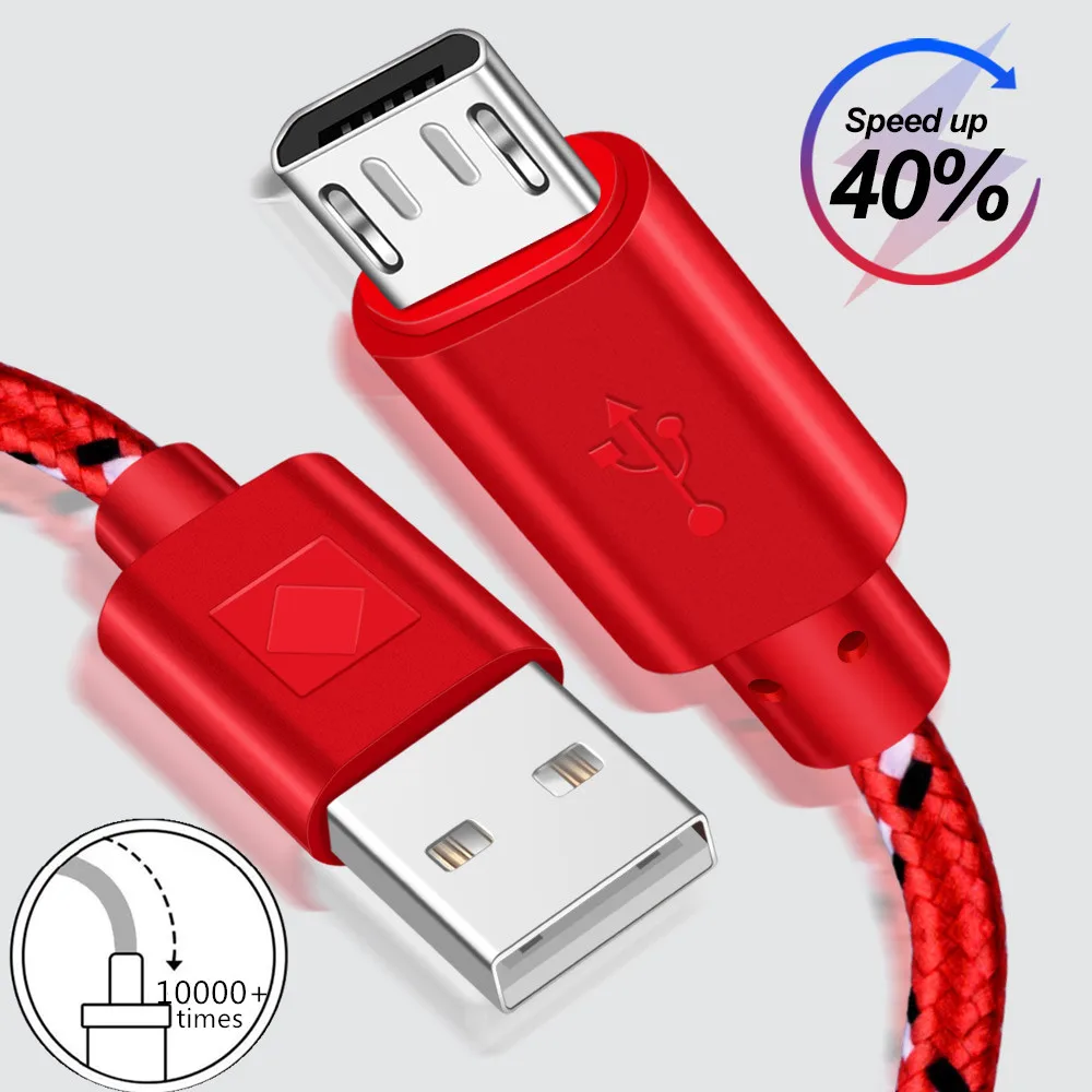 Micro USB Cable Fast Charging Data Sync USB Charger Cable For Samsung Huawei Xiaomi Android Phone Nylon Braided Microusb Cables