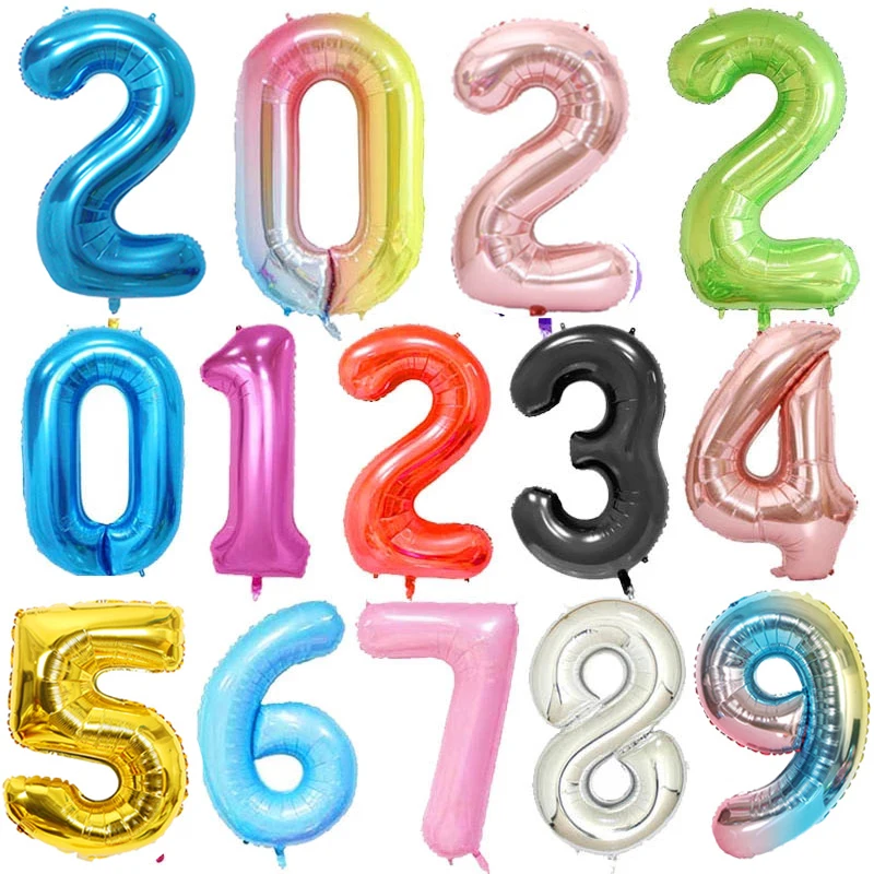 

40Inch Big Foil Birthday Balloons Helium Number Balloon 0-9 Happy Birthday Wedding Party Decorations Shower Large Figures Globos
