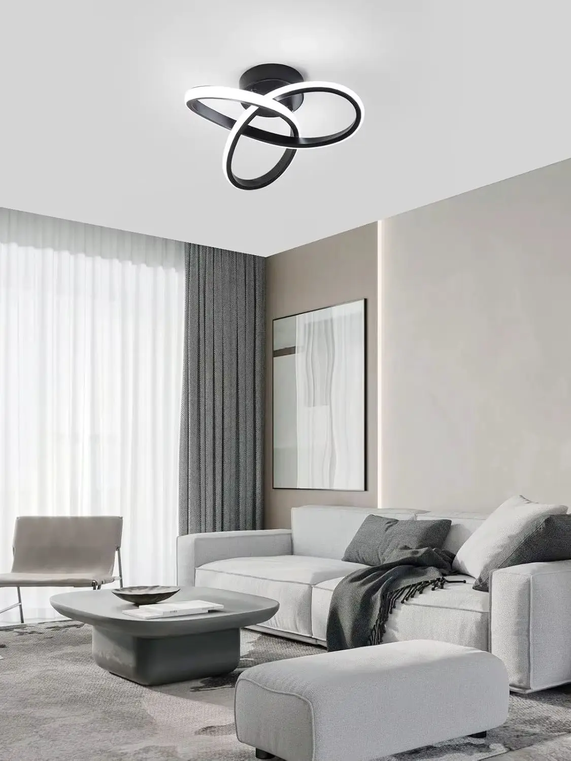 LED Ceiling Light, 22W Black Clover LED Aluminum Ceiling Light,White Light 220V Suitable for Living Room, Bedroom, Study: 3 - 5 Days Free Delivery Only UK