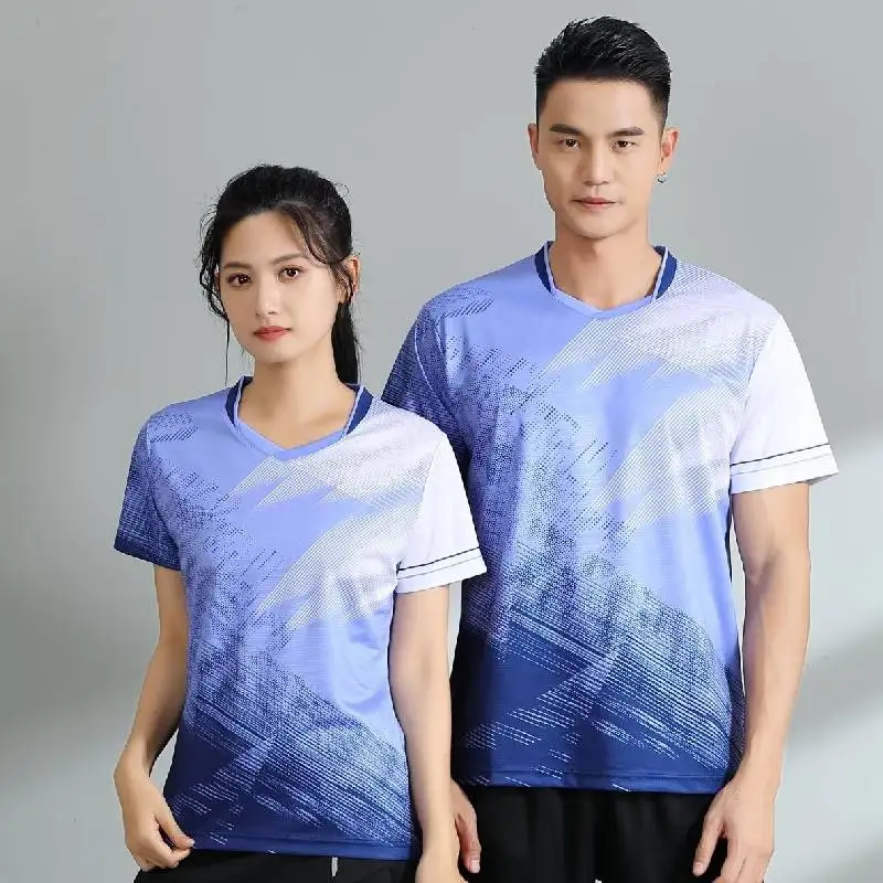 Couple Badminton T-shirt Table Tennis Uniform Quick Dry Men Women Short Sleeve Ping Pong Tennis Jersey Clothing