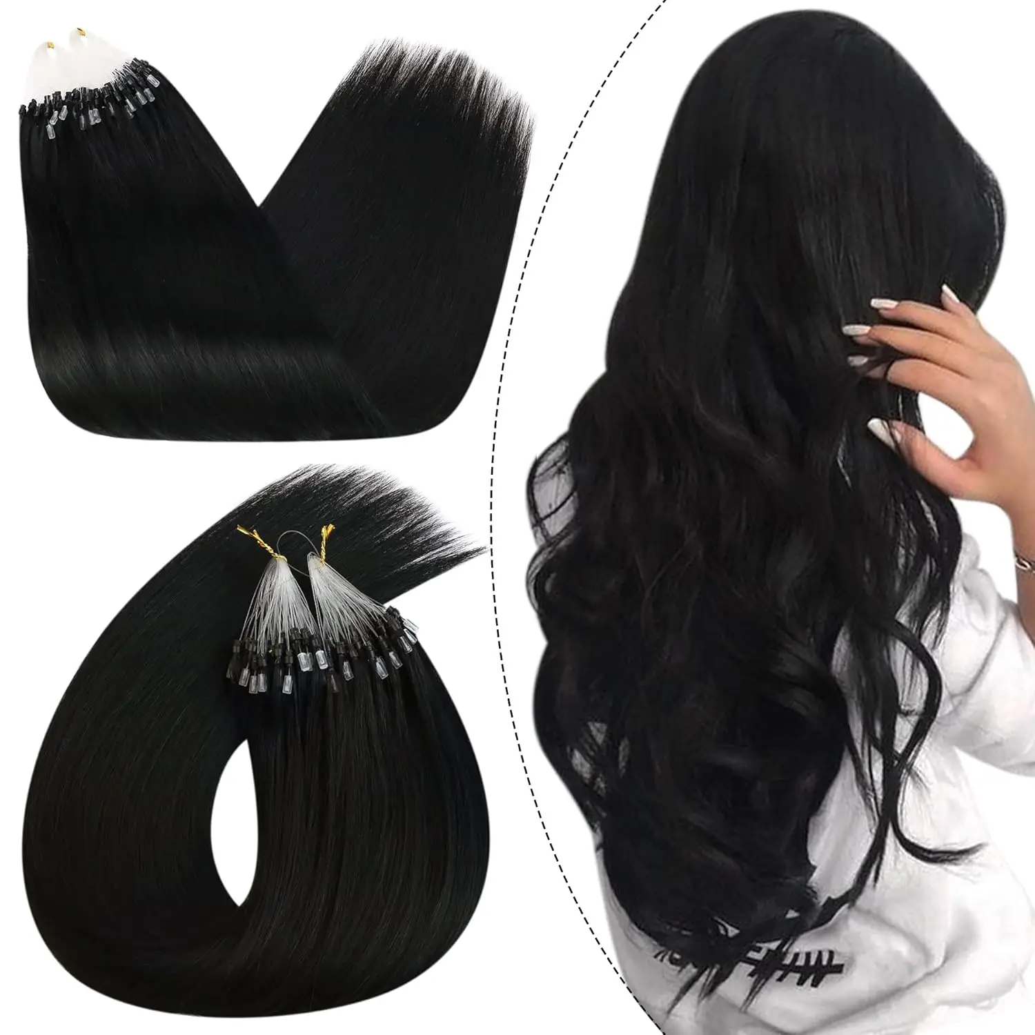 Ugeat Micro Loop Human Hair Extensions Micro Link Hair Extensions Real Remy Human High Quality 50g/100g 14-22 inch