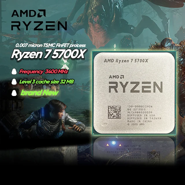 AMD Ryzen 7 5700X New R7 5700X 3.4 ГГц ҳашт-аслӣ 16 ришта 7NM L3 = 32M 100-000000926 Дастгирии мизи кории CPU васлаки бозикунии AM4 1