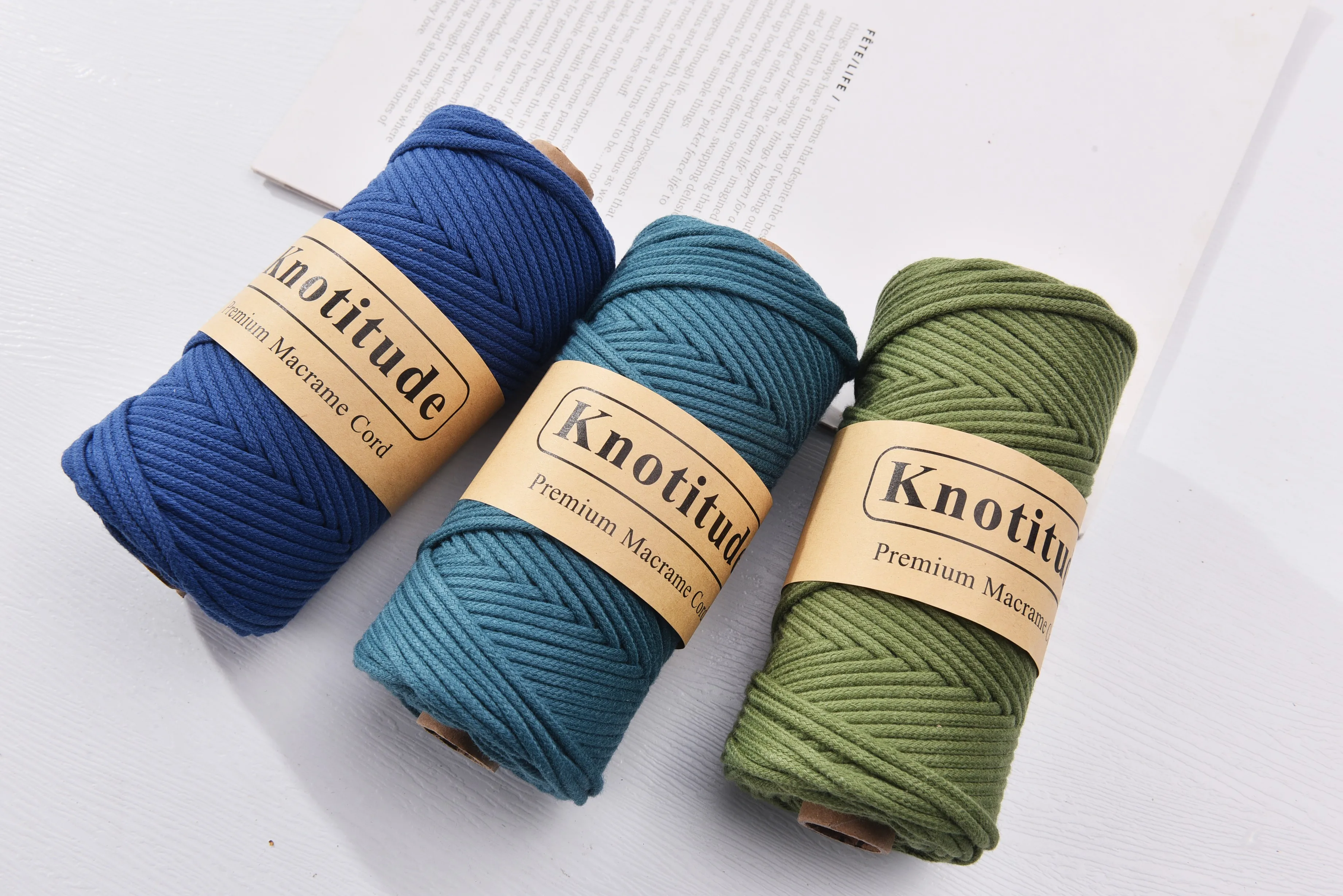 KNOTITUDE Braided Cotton Cord 3mm &times; 90 Yards Natural Macrame Cotton Cord Bohemia Macrame Rope for Handmade Plant Hangers Wall
